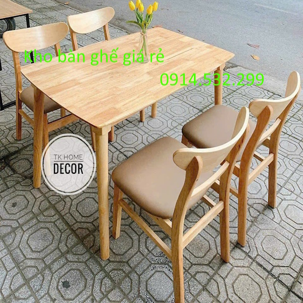 Bộ bàn ăn gỗ 4 ghế mango